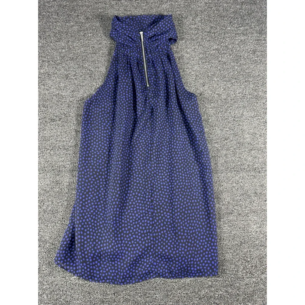Michael Kors Halter Tank Top Black & Purple Spotted Shirt Zip Back‎ Medium